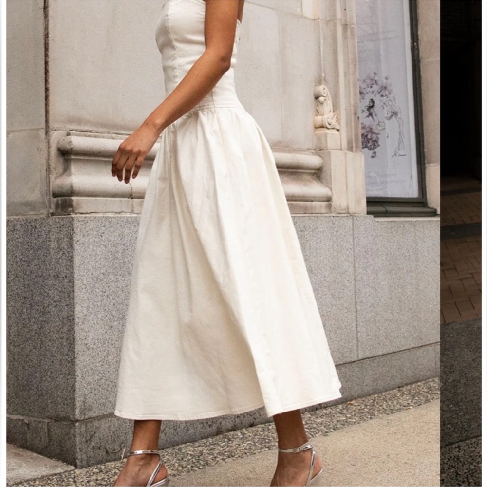 OAK + FORT Strapless Cream Dress - Picture 4 of 16